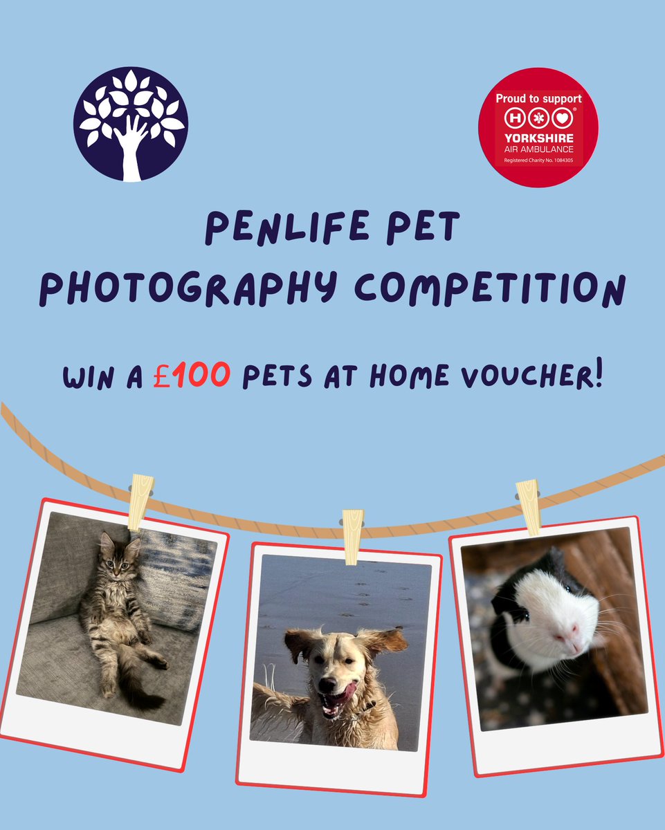 Win a £100 Pets at Home voucher in our Pet Photo Competition! We're raising money for <a href="/YorkshireAirAmb/">Yorkshire Air Ambulance</a>

Enter for £5: justgiving.com/page/penlife-y…
Email your pic: thepenlifeteam@pen-life.co.uk
Closing date: 25th Mar
By entering, you agree the photo &amp; names may be used in our marketing