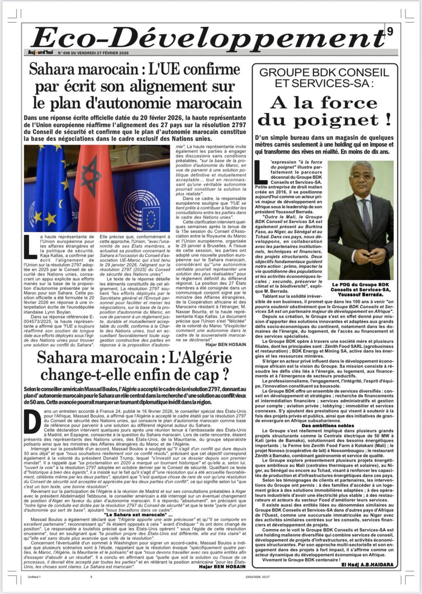 Le Maroc 🇲🇦 dans la presse malienne 🇲🇱