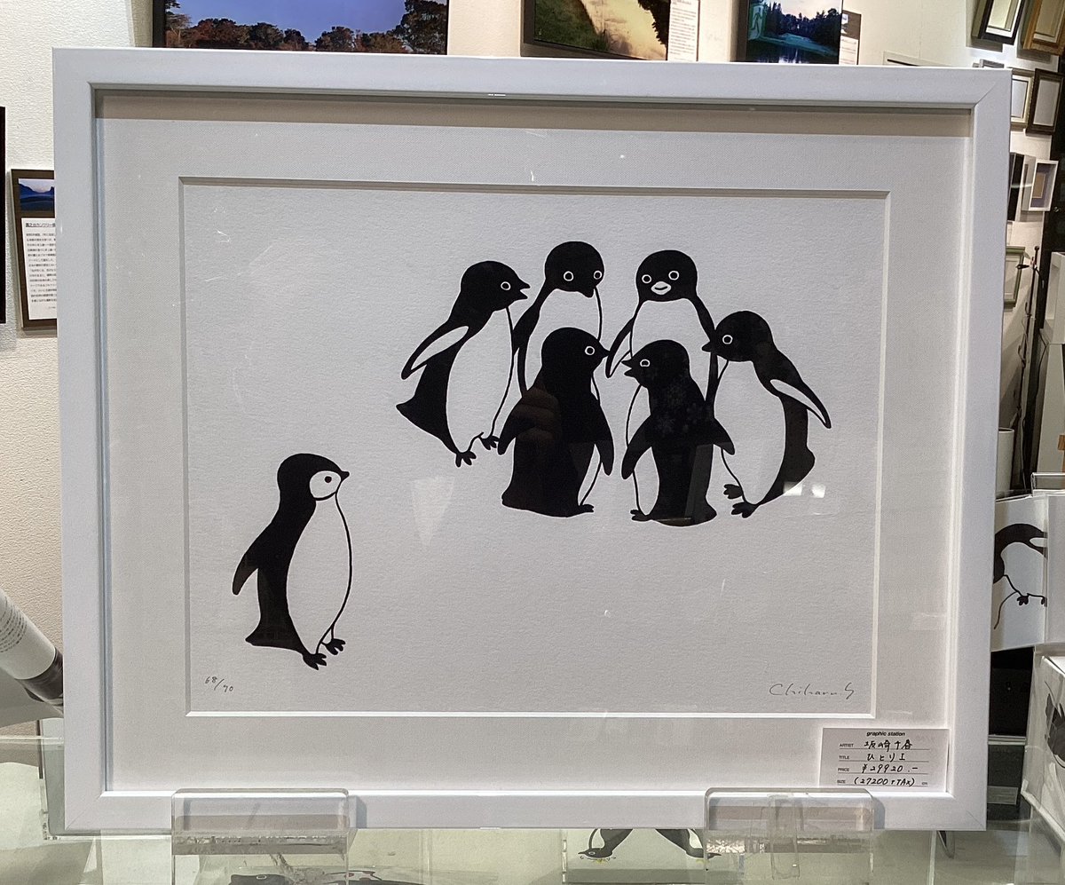 🐧坂崎千春🐧ペンギン集合！ 店内のー坂崎千春額装が増えました