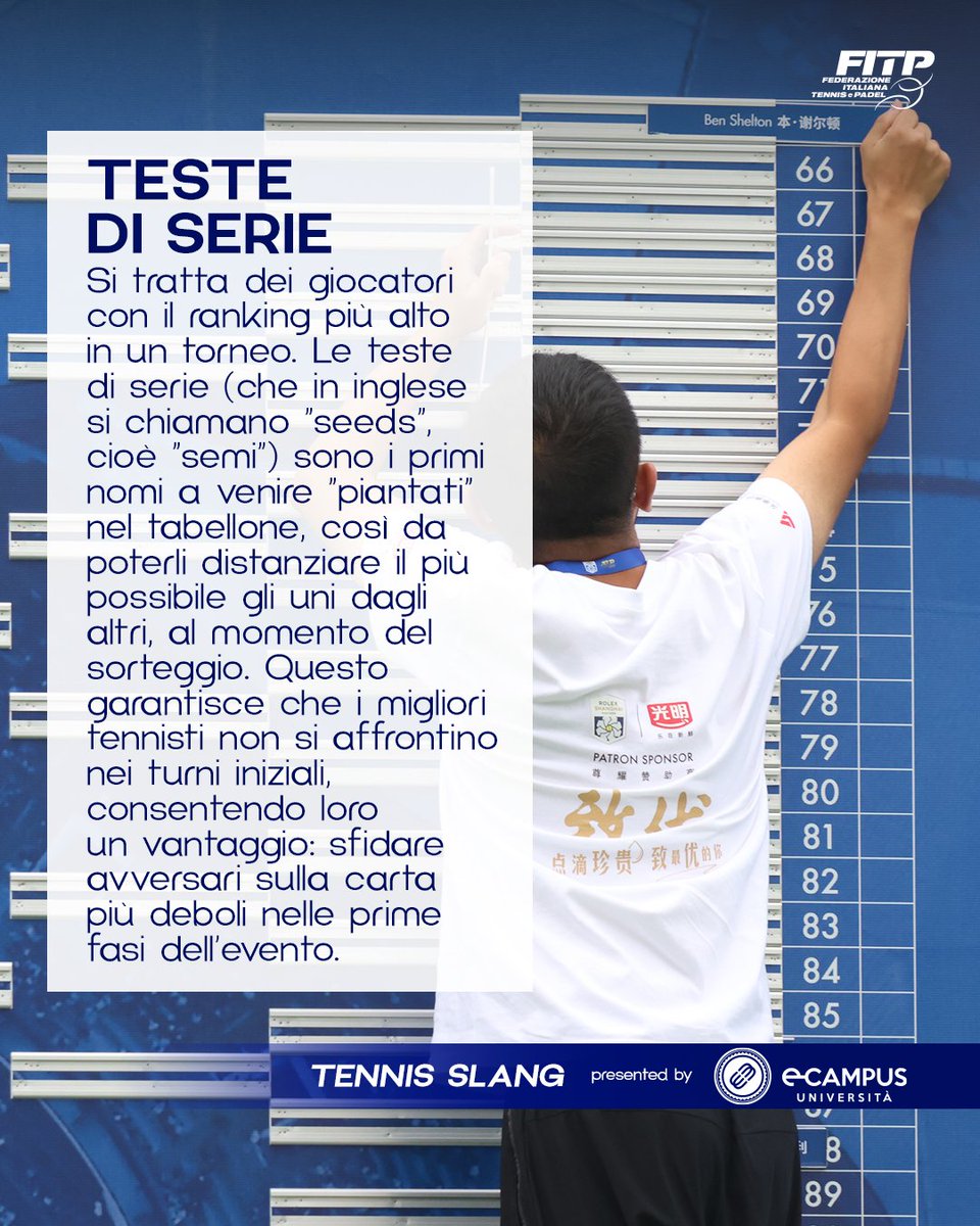 federtennis's tweet image. Oggi la nostra lezione di 𝑻𝑬𝑵𝑵𝑰𝑺 𝑺𝑳𝑨𝑵𝑮, in collaborazione con @uni_ecampus, è dedicata alle 𝒕𝒆𝒔𝒕𝒆 𝒅𝒊 𝒔𝒆𝒓𝒊𝒆... i protagonisti più attesi di ogni torneo!

#adv | #tennis