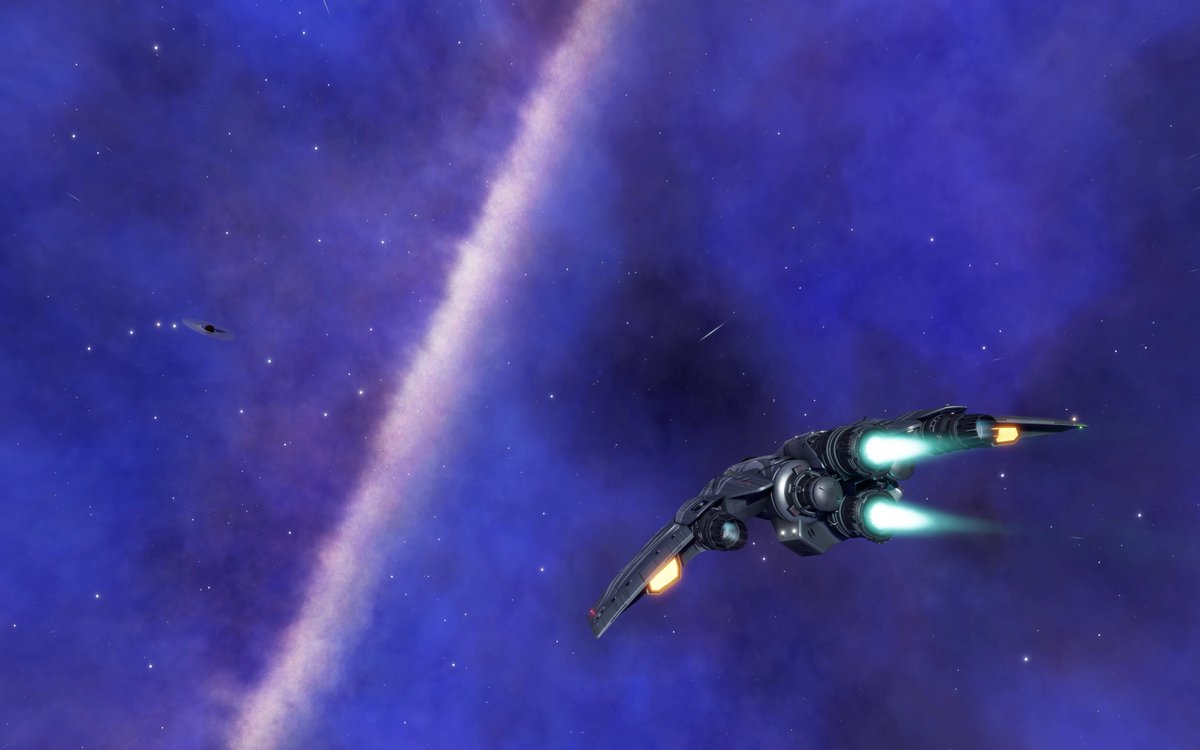 hugotaiga's tweet photo. Flying in system BLO CHROA ZE-R E4-6 where you can easily see The Glaciem Nebula which is a double-helix blue planetary Nebula illuminated by a neutron star. The system is close to Distant Worlds 3 waypoint 5.

#EliteDangerous #DistantWorlds3 #FormorianFrontier #Mandalay https://t.co/mldkD5R5Vi