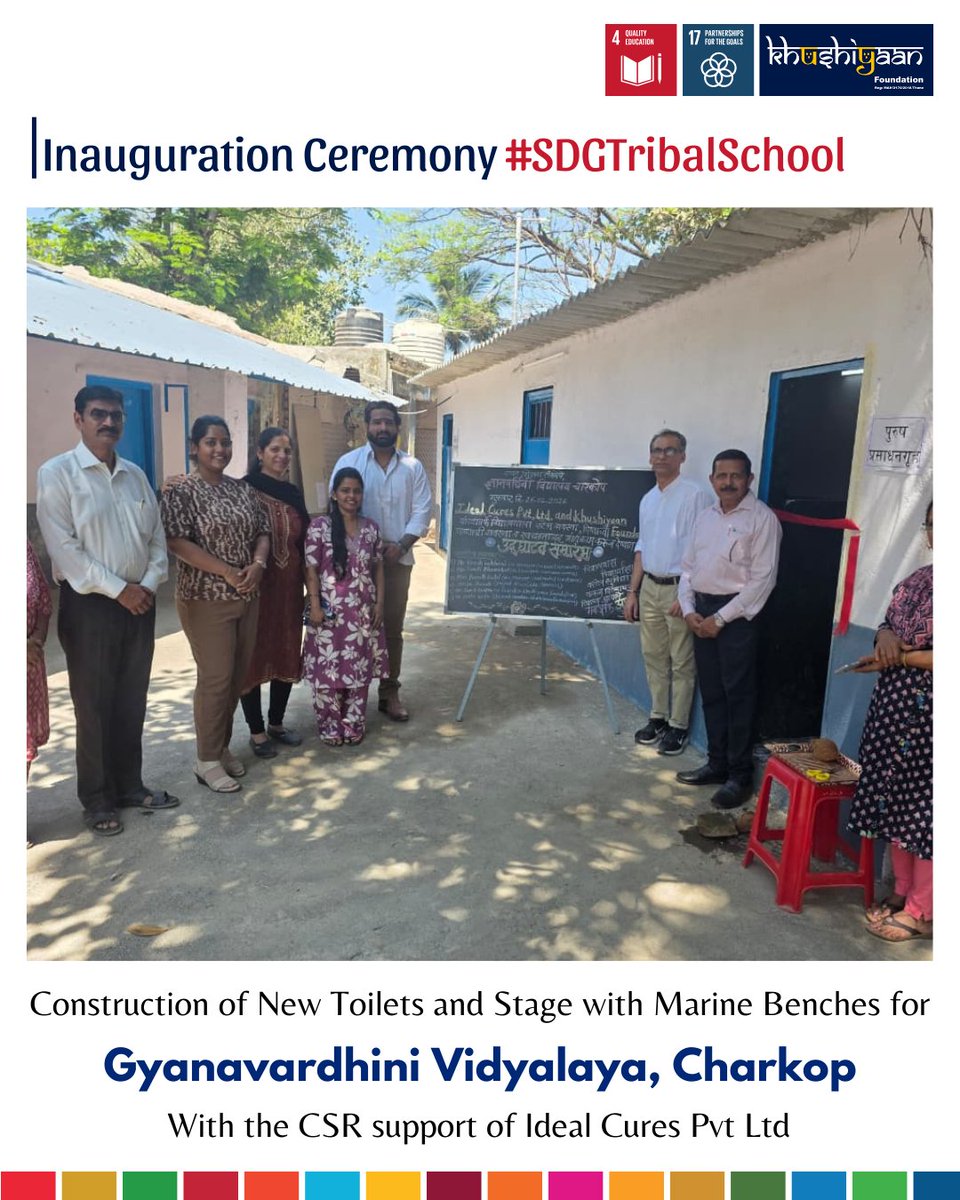 Khushiyaan_Org's tweet image. 🏫 Khushiyaan Foundation inaugurated new facilities at Gyanavardhini Vidyalaya, Charkop — improving safety, dignity &amp;amp; inclusion for students.

Aligned with SDGs. Grateful to Ideal Cures Pvt Ltd for CSR support. ✨

#QualityEducation #SustainableDevelopment #KhushiyaanFoundation