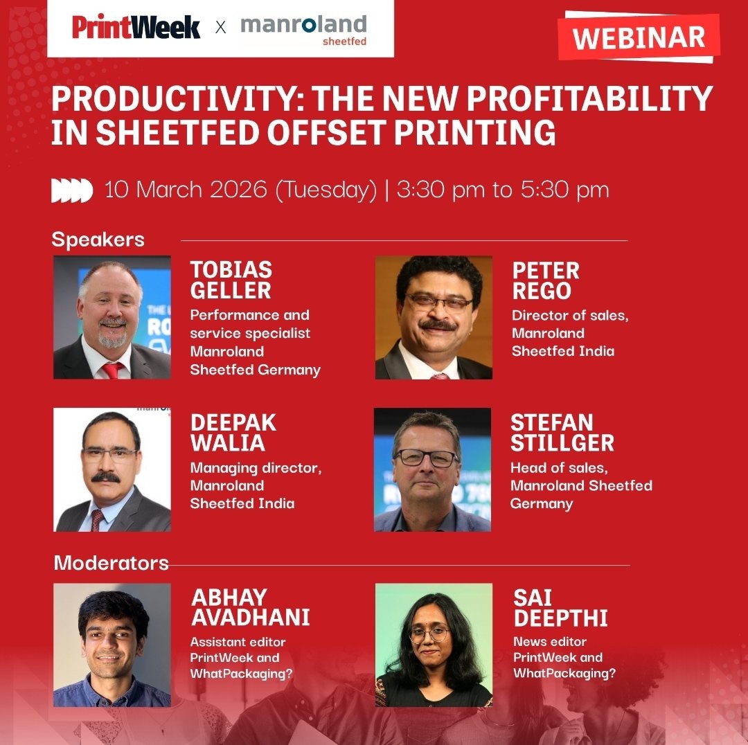 Webinar | PrintWeek x <a href="/manroland/">Manroland Sheetfed</a> Sheetfed

Productivity = Profitability in sheetfed offset.

🗓 10 March 2026 | 3:30– 5:30 pm

Leaders from Germany and India on automation, larger formats, and cutting hidden costs.

Register: shorturl.at/enxzu

#PrintWeek #Manroland