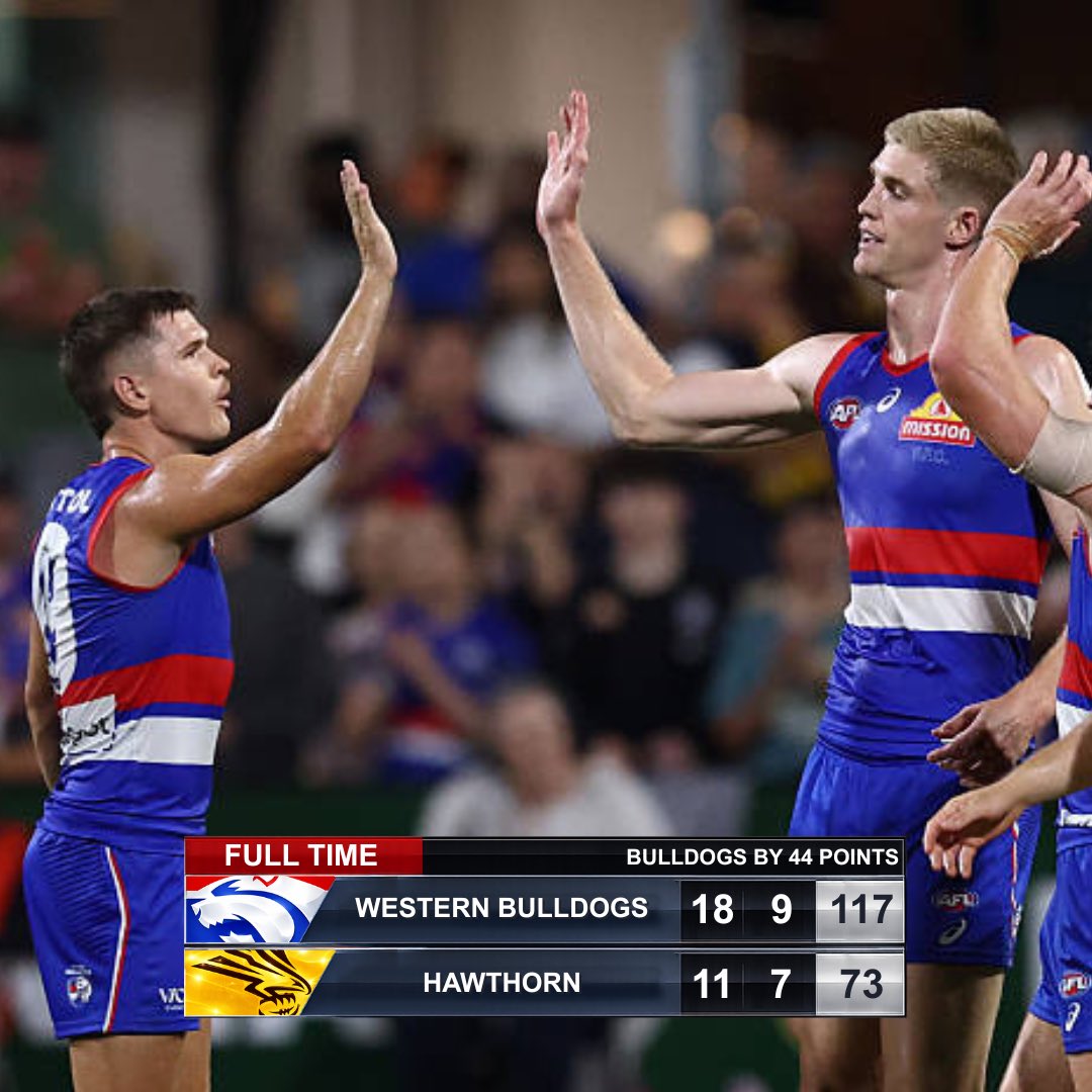 TheSaltyBulldog's tweet image. COMMUNITY SERIES | FULL TIME

📲 Follow @TheSaltyBulldog on Twitter

#AFLDogsHawks