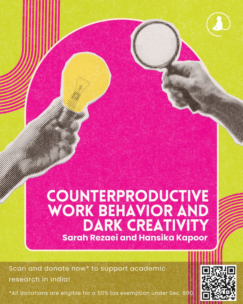 monkprayogshala's tweet photo. 📢 Sarah Rezaei and Hansika Kapoor wrote an article titled Counterproductive Work Behavior and Dark Creativity in Psychology Today.

Read here: https://t.co/O9RAneYOEO

💛 Support independent academic research in India!
🔗 Donate now: https://t.co/iP3OEirfOL https://t.co/M2qa1jPgRv