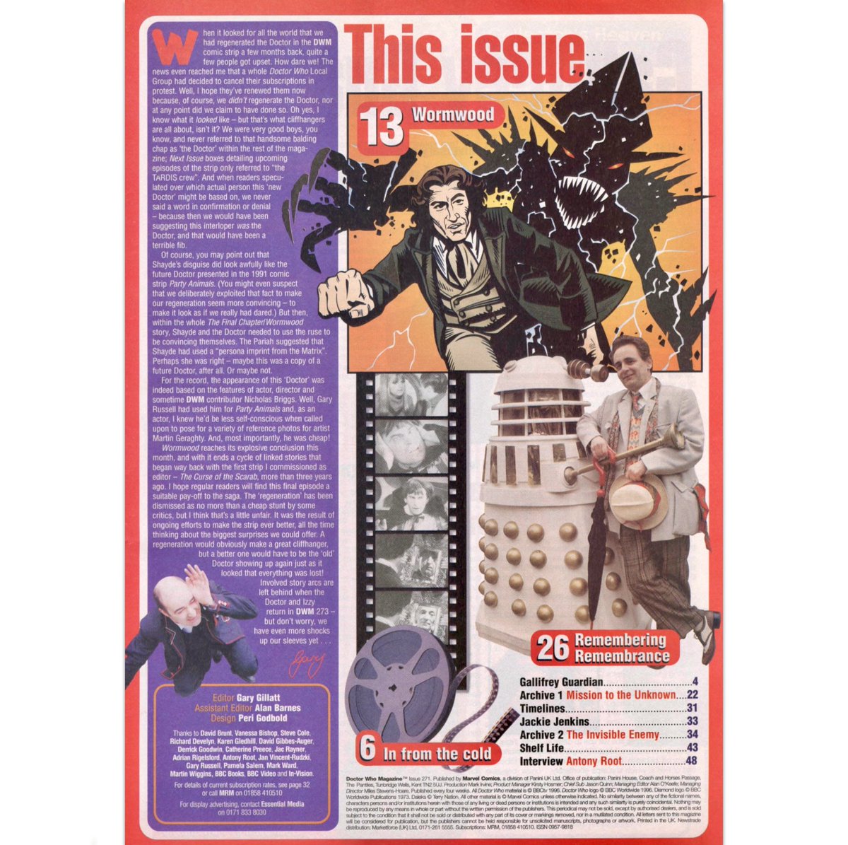 keithburton16's tweet image. Issue 271 of #MarvelComics #DoctorWhoMagazine was published 22nd October #1998 with a cover date of 18th November and cost £3. #DWM is still going strong and a digital or print subscription delivers a new issue to your iPad or letterbox every four weeks.