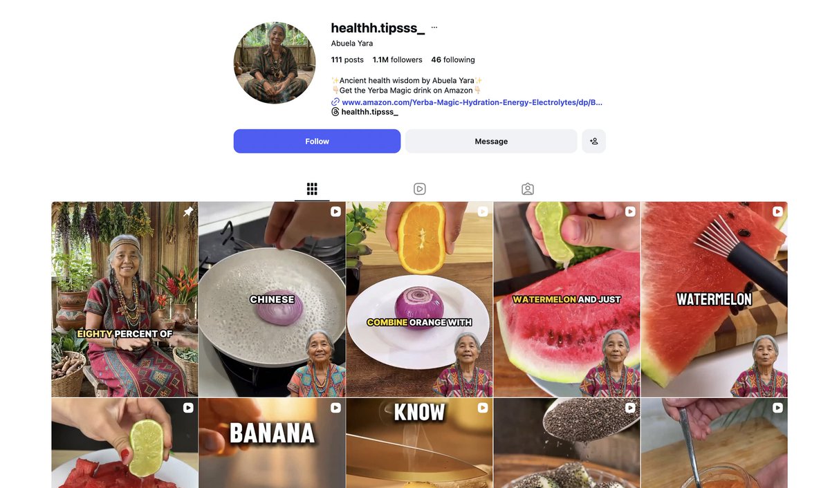 davidfigeira's tweet photo. $68k/month affiliate pages are being built exactly like this

one recognizable character
simple food visuals
repeatable health tips
posted every single day

nothing complicated
just a format the audience understands instantly

face builds trust
b-roll shows the “method”
caption delivers the hook

then the offer sits quietly in the bio

this isn’t influencer marketing
it’s structured content loops designed to sell without looking like ads

same template
new ingredients
endless variations

rt + comment "abuela" and i’ll send you the content structure
(follow for dm)