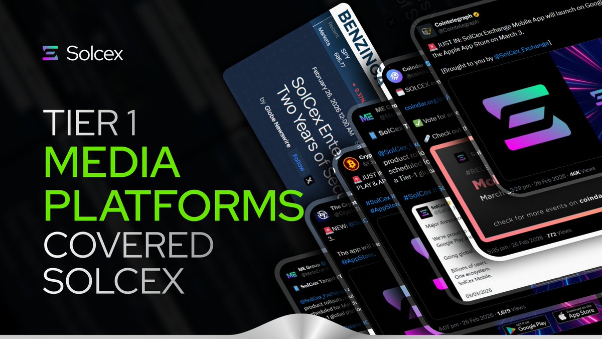 SolCex_Exchange's tweet photo. Tier 1 Media Platforms Covering SolCex App News 🔥

@Cointelegraph  @Benzinga  @CryptoTimes_io  @MetaEraHK  @CryptoNewsHntrs  @coindar_ 

And much more coming 👀 https://t.co/732V4fh3pk