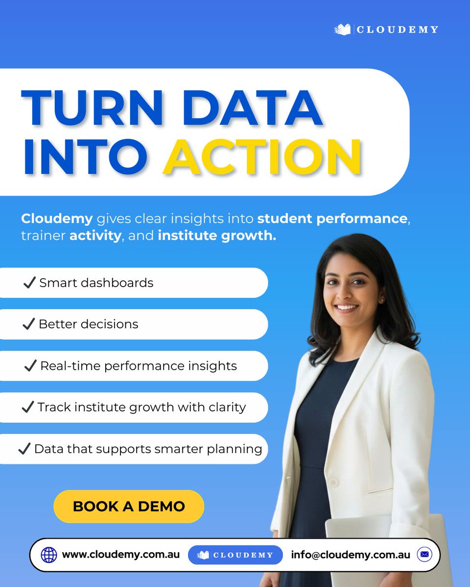 Cloudemy244569's tweet image. 📊 Turn Data into Action
Cloudemy provides real-time performance insights with smart dashboards and analytics. Stay on top of your RTO’s growth and track student progress like never before.
#Cloudemy #EdTech #RTO #SmartDashboards #DataDriven