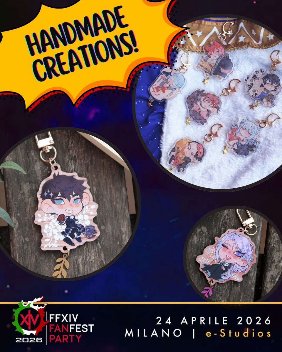 XIVPartyItaly's tweet photo. ✨ ARTIST ALLEY! ✨
Al FFXIV FanFest Party spazio ai crafter 🎨
Oggi vi presentiamo @granmasaya e le sue creazioni a tema FFXIV 👀
📍 24 aprile 2026 – e-studios, Milano
🎟 Link in bio
⚔️✨ #FFXIV #FanFestParty https://t.co/jELktlf2ej