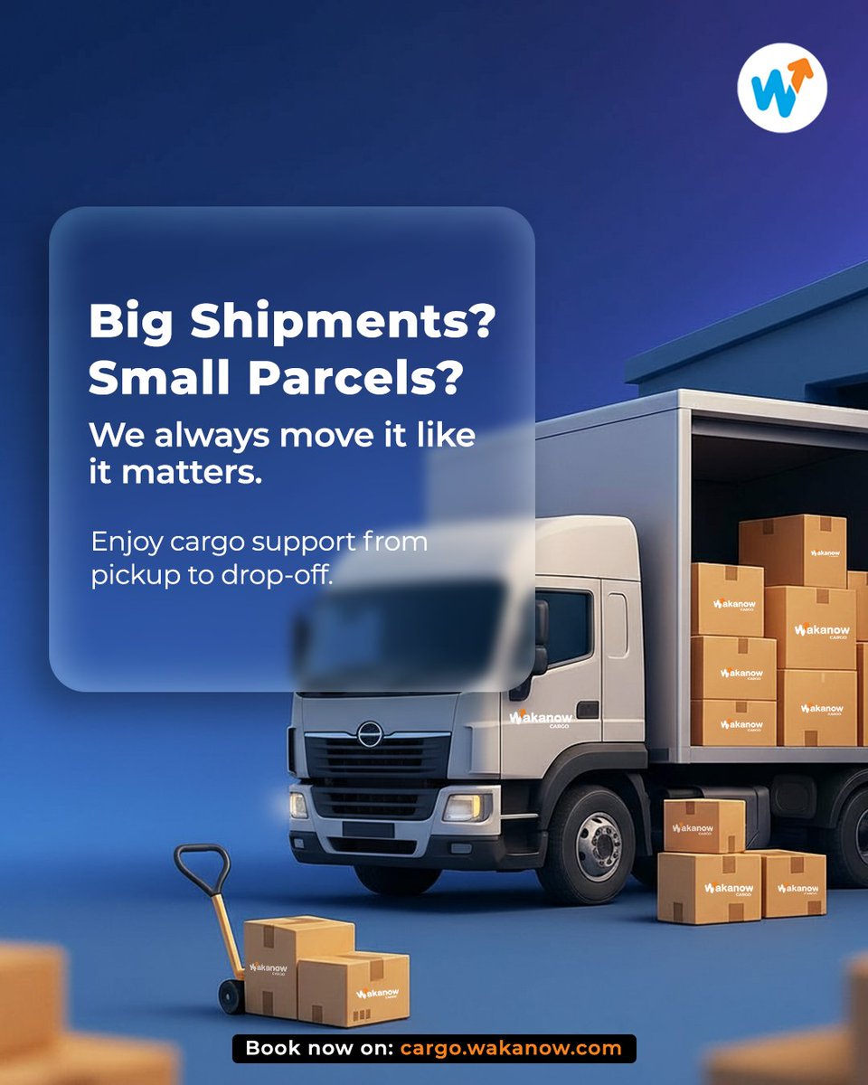 Wakanowdotcom's tweet image. Stop worrying about cargo logistics.

Big or small, we move it like it matters! 

Stop the stress on cargo.wakanow.com. 

Let's Go! 

#Wakanow #NoMoreWorrying #Shipment #Logistics #2026