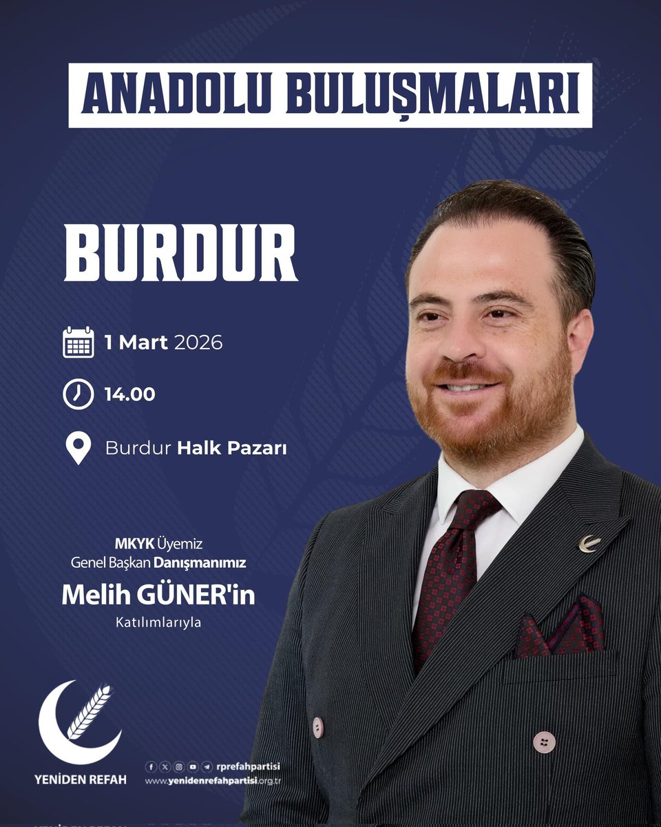 ‼️ İŞ BAŞA DÜŞTÜ ‼️

Genel Başkan Danışmanımız Melih Güner; MKYK Üyelerimiz ve Toplumsal Mağduriyetler Kurulu Komisyon Başkanlarımızla birlikte, Anadolu Buluşmaları Programlarımız kapsamında 1 Mart Pazar günü Burdur’da olacaktır.