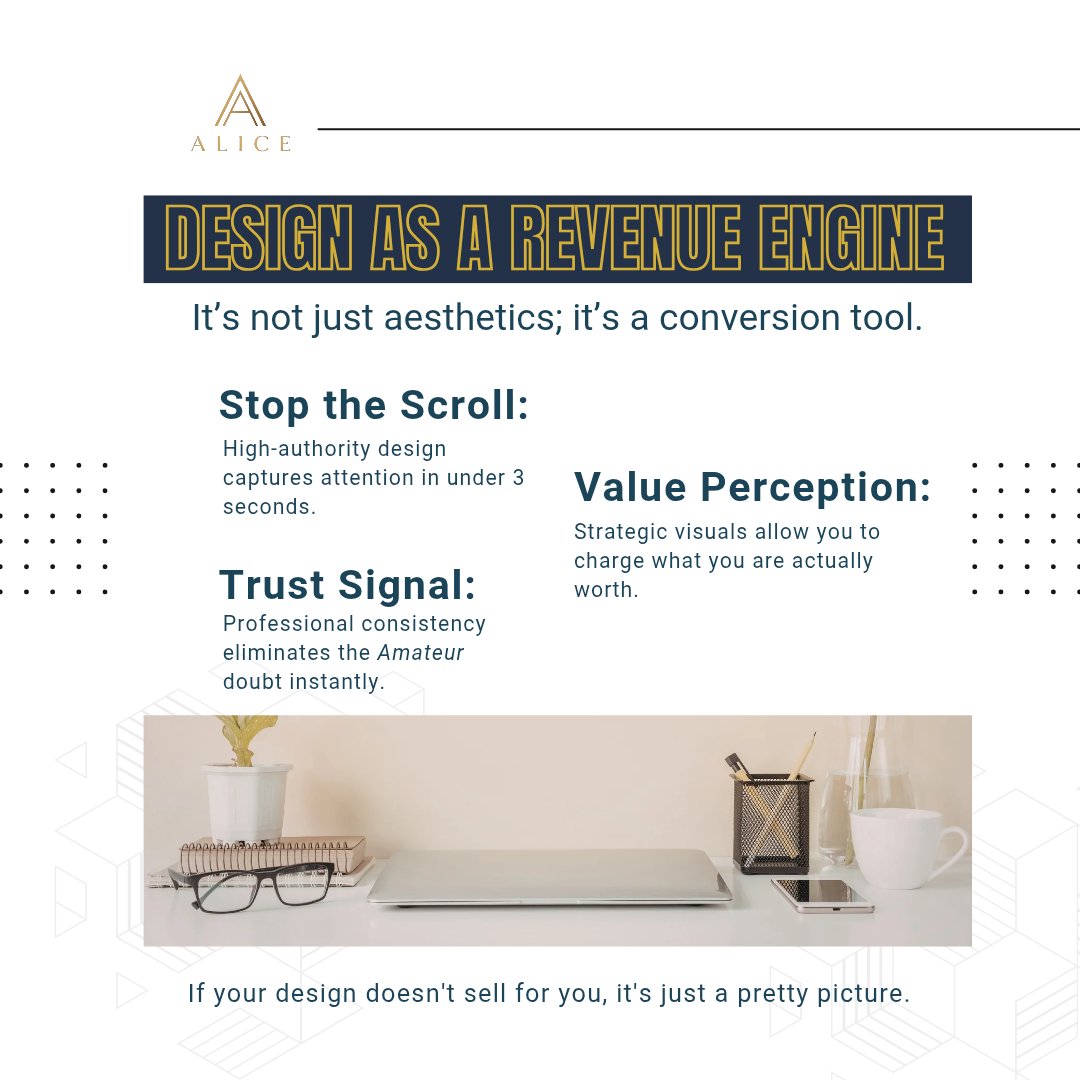 AliceArarau29's tweet image. You don't have a sales problem. You have a Perceived Value problem. 📉
​If you look like everyone else, you’ll be priced like everyone else.
​My Framework:
✨ Design Authority
✨ Justify Worth
✨ Own the Market
​Design is your credibility. 💼
​#PersonalBranding #VisualAuthority