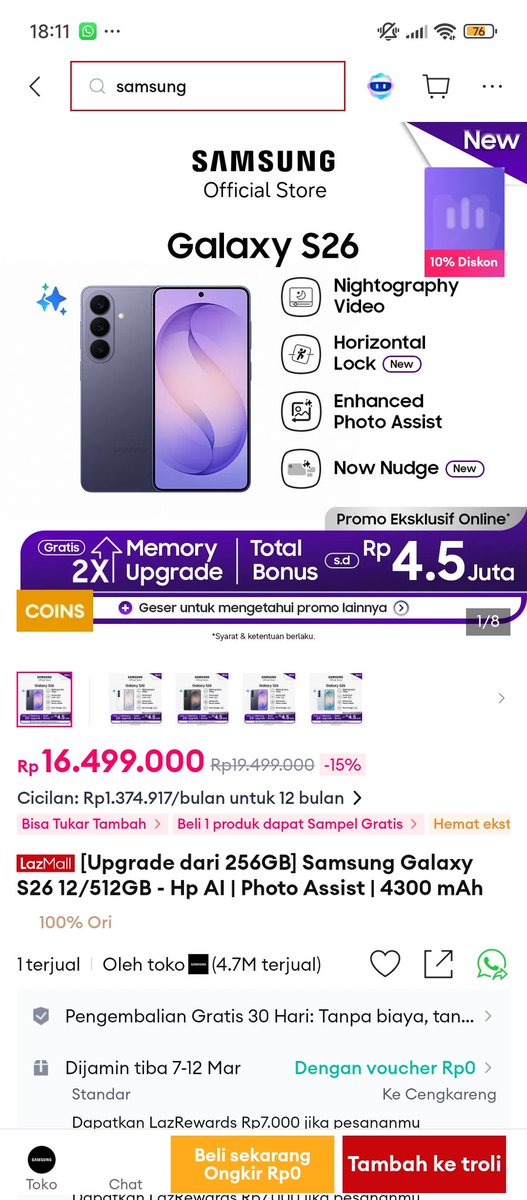 Belindadhaz's tweet photo. gara gara liat Samsung S26 Di Lazada jadi kepikiran terus wkwk desainnya cakep banget di foto, bikin susah move on. mumpung lagi banyak promo rasanya sayang kalo dilewatin
https://t.co/YGheIs2rRx https://t.co/26mqF37mQs
