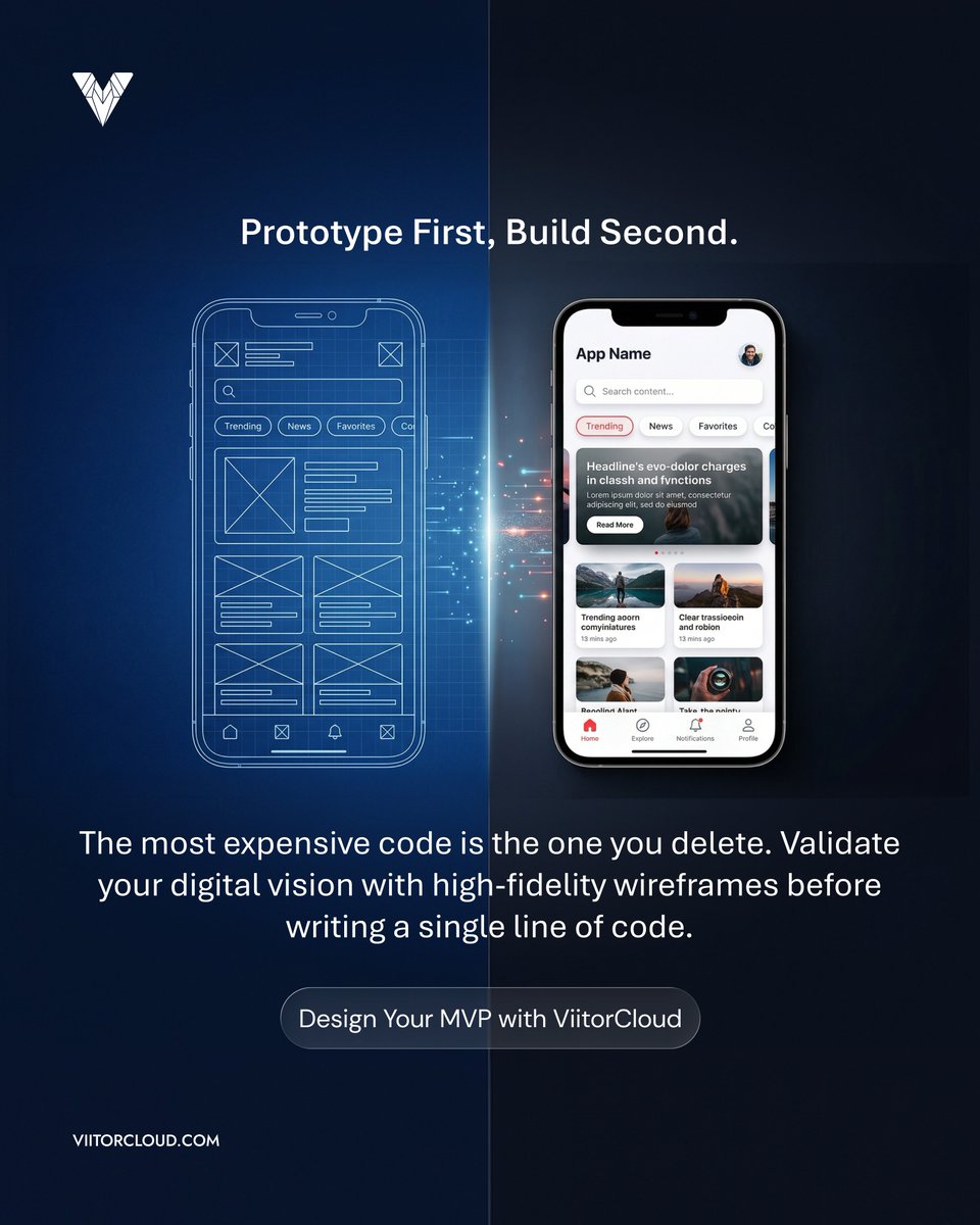 ViitorCloud's tweet image. The priciest code is the one you delete.

At @ViitorCloud, we save you time and budget by validating your product vision with high‑fidelity wireframes before coding begins.

Build your MVP right the first time. 🔗 viitorcloud.com/contact-us

#MVPDesign #UXUI #Startups #ViitorCloud