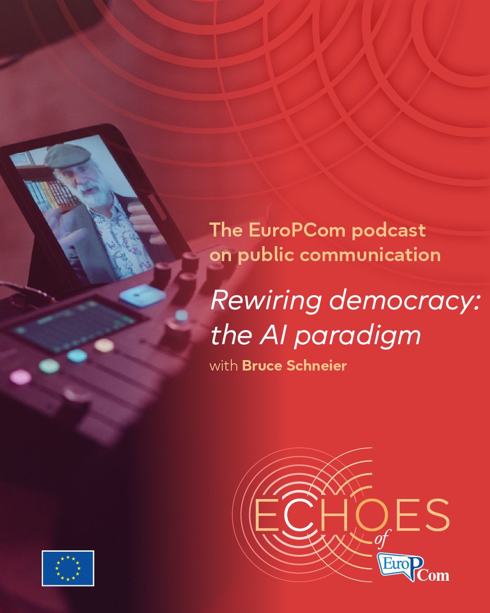EU_CoR's tweet photo. Missed our latest episode? 🎧

In our latest #EuroPCom podcast episode, Bruce Schneier explores how AI can both strengthen participation and concentrate control.

Listen now:https://t.co/lpAyomMxlP
#EuroPCom #AI #Democracy #Governance #Podcast https://t.co/8olDnwvIPn