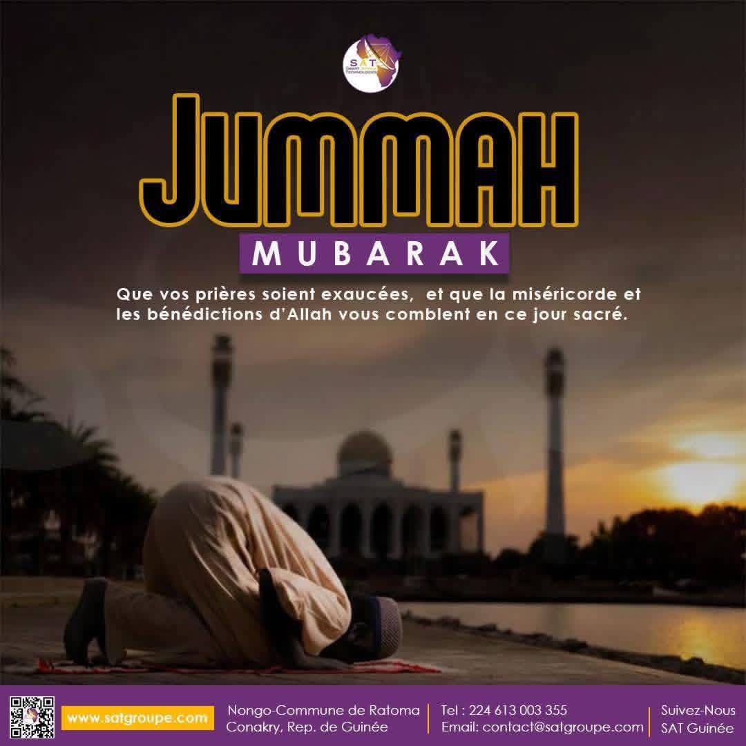 𝐃𝐣𝐨𝐮𝐦𝐚 𝐌𝐨𝐮𝐛𝐚𝐫𝐚𝐤 𝐚̀ 𝐭𝐨𝐮𝐭𝐞 𝐥𝐚
communauté musulmane !

En ce jour béni, que vos prières soient exaucées, vos cœurs apaisés, et vos pas guidés vers la paix et la réussite🤲