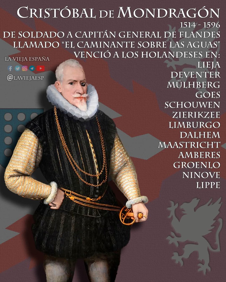 CRISTÓBAL DE MONDRAGÓN
Mientras la mayoría de los hombres del siglo XVI no llegaban a los 50 años, Cristóbal de Mondragón lideraba cargas de caballería a los 81. De hidalgo de Medina del Campo a leyenda viva en Flandes, su vida es una crónica de valor
laviejaespaña.es/cristobal-de-m…