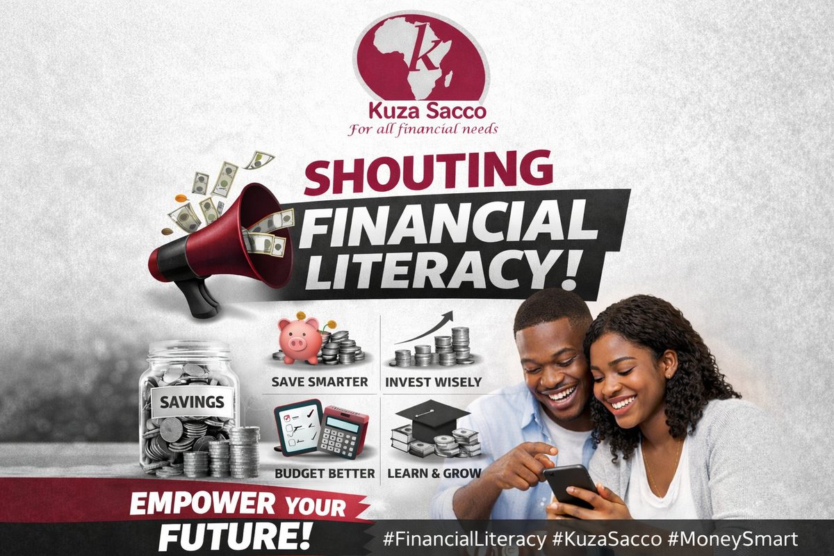 KuzaLtd's tweet photo. Financial literacy is not optional.

It’s the foundation of financial freedom.

Save with intention.
Borrow responsibly.
Invest strategically.
Grow consistently.

Kuza Sacco — For all financial needs. 🔴
#FinancialLiteracy #KuzaSacco #MoneySmart https://t.co/gAdCjdTyVb