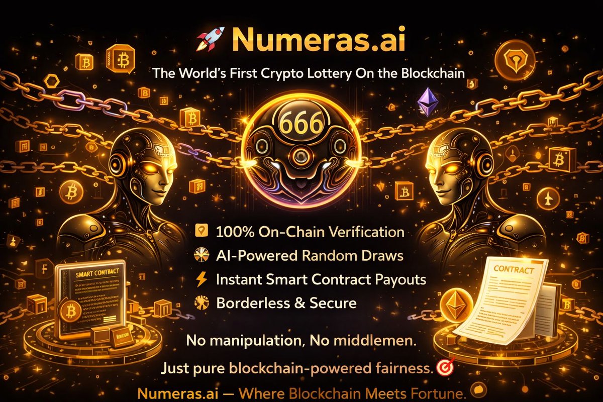🎯 Numeras.ai — The World’s First Crypto Lottery on Blockchain

AI + smart contracts power a fully transparent, decentralized lottery.

🔐 100% on-chain
🤖 AI-driven random draws
⚡ Instant payouts

No middlemen. No manipulation. Just provable fairness.

#Blockchain