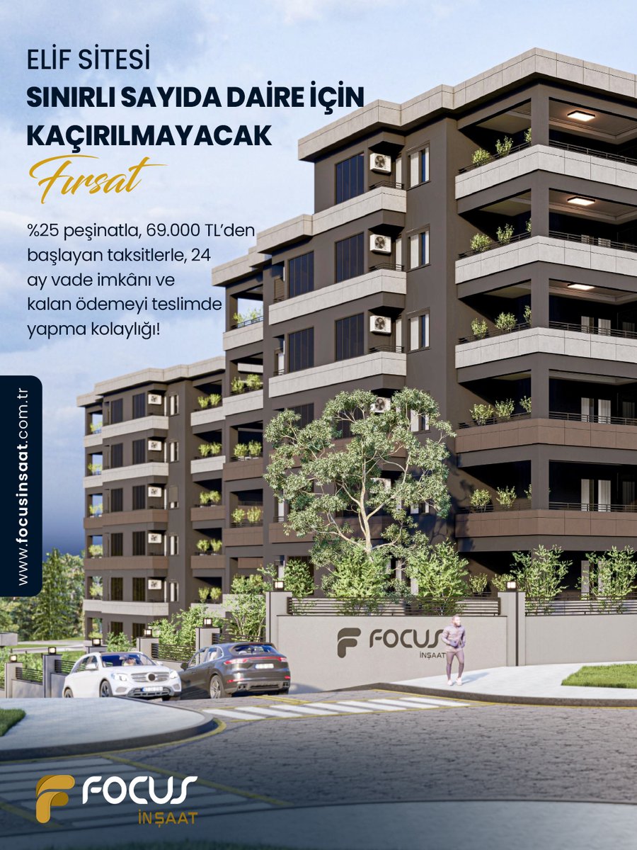 Focusinsaat's tweet photo. ELİF SİTESİ sınırlı sayıda daire için kaçırılmayacak fırsatı
%25 peşinat avantajı ile 69.000 TL’den başlayan taksitlerle 24 ay vade imkânı.
Kalan tutar teslimde ödenir. Bankasız, vade farksız.
Sınırlı sayıdaki daireler için büyük fırsat.
☎ 0533 133 75 85 https://t.co/kK4giDg2tC