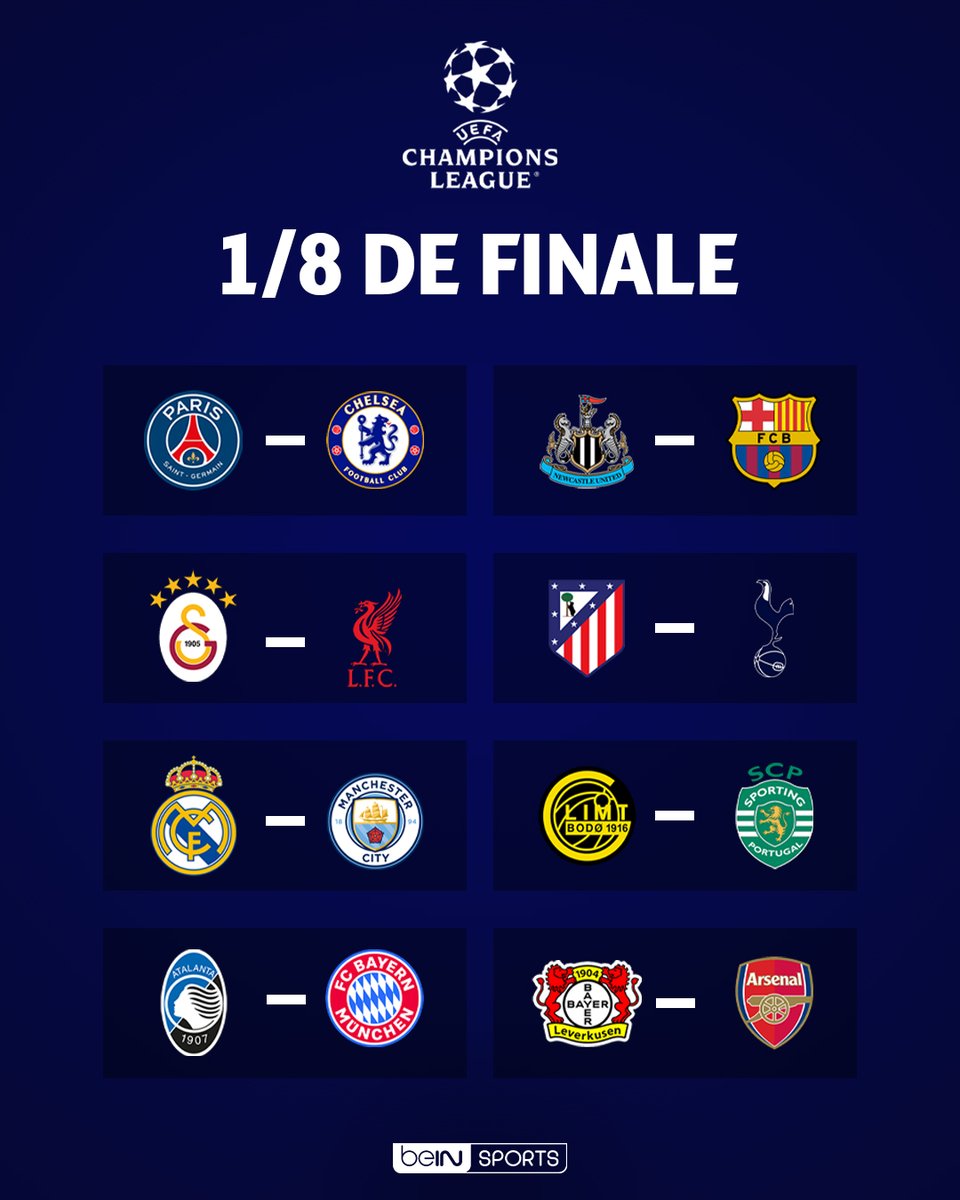 beinsports_FR's tweet photo. 🏆⚽️ UEFA #ChampionsLeague 
⚡️ Les affiches des 1/8 de finale sont connues !

🔮 A vos pronos 👇👇 https://t.co/1qDoK8JiSs