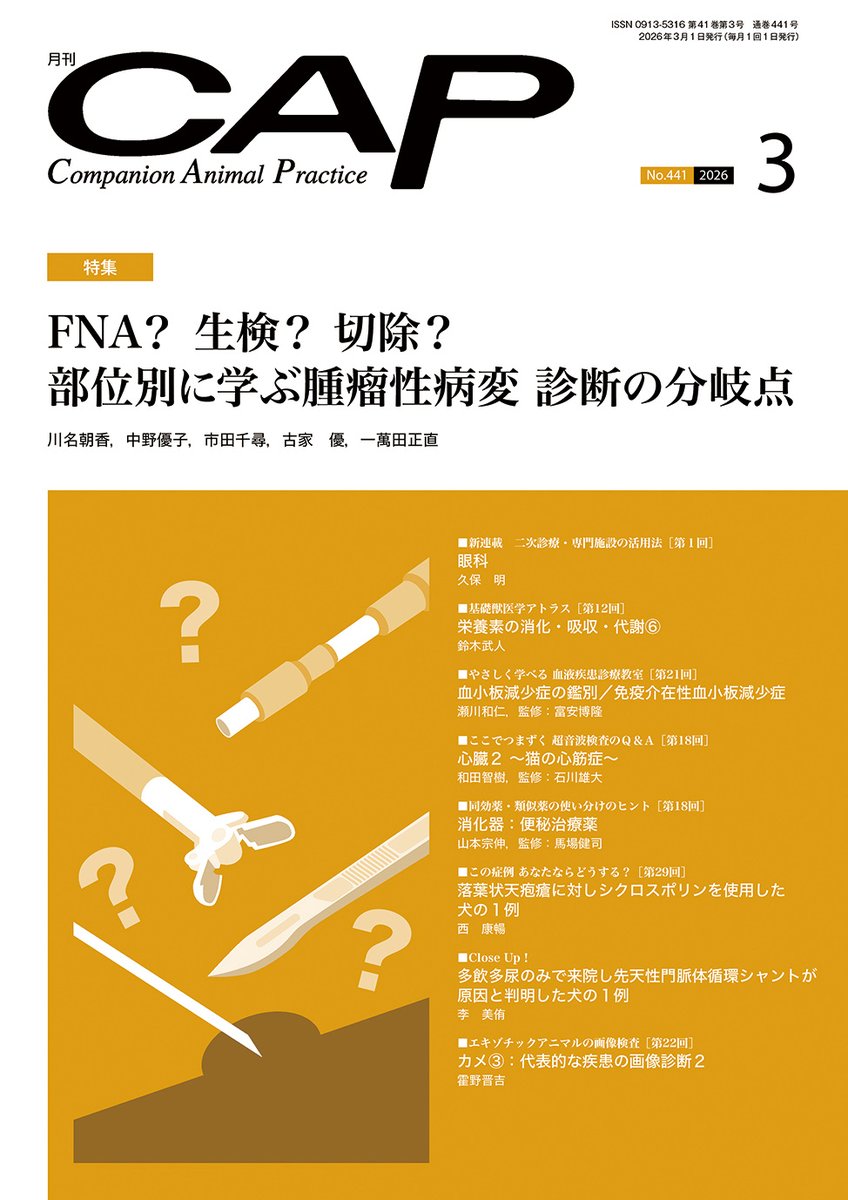 雑誌 最新号】 小動物獣医師のための臨床総合誌 月刊「CAP」2026年3月