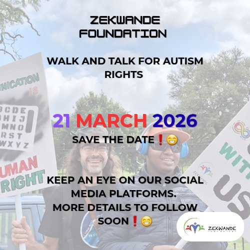 Join us on 21 March 2026 as we come together to raise awareness, promote inclusion, and stand for the rights of nonspeaking and autistic individuals.

Save the date and keep an eye on our social media platforms for more details coming soon! 💙♾️

#AutismRights 
#WalkAndTalk