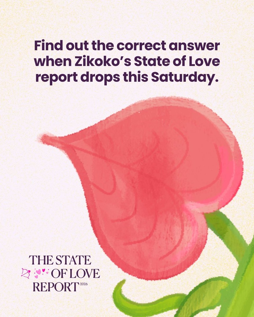 Zikoko_Mag's tweet photo. In late 2025, we surveyed over 10,000 Nigerians across the country about love, dating, sex, marriage and more.

Our findings will surprise you.

Zikoko’s inaugural State of Love report drops this Saturday. 

Be there!🫵🏾 #zikokomag #zikokostateoflovereport2026 https://t.co/4wKfI2aIKY