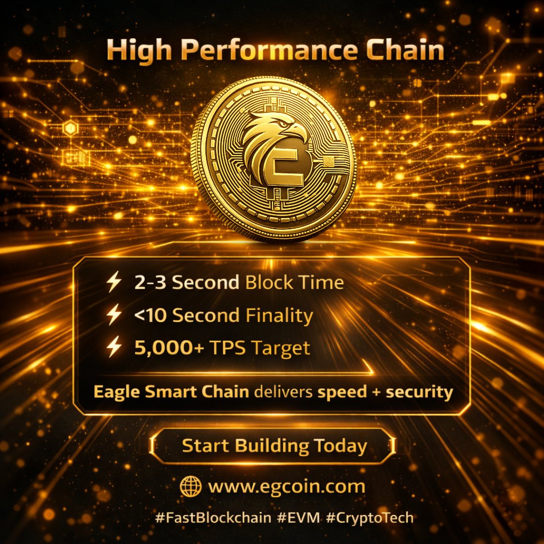 EagleEGC_Off's tweet photo. Built for performance ⚡
Eagle Smart Chain offers ultra-fast transactions, quick finality, and scalable TPS for the next generation of Web3.
Start building: https://t.co/e5xlSh8CfT
#EGC #FastBlockchain #Web3 #Crypto https://t.co/CzvaFvmLXB