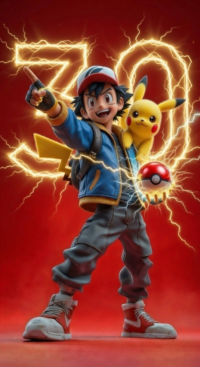 30 years. ⚡️

From the first Poké Ball throw to a global legacy.
Ash &amp; Pikachu showed us what it means to chase your dream and never give up. 💛

Here’s to 30 years of friendship, battles &amp; unforgettable memories!