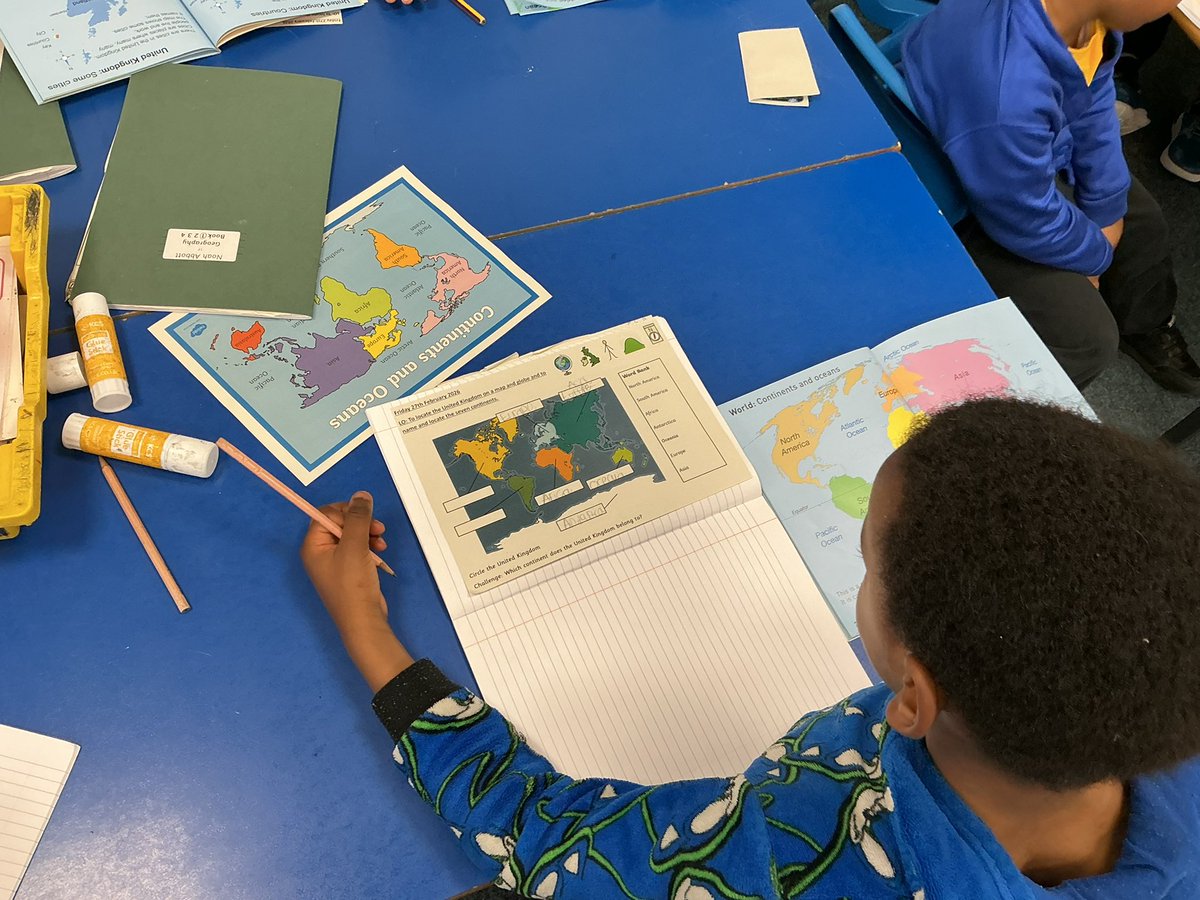 StMaryB17's tweet image. Today in #Geography #Y1 have been learning about the seven continents of the world. Here they are locating the continents on a map using an atlas for reference!