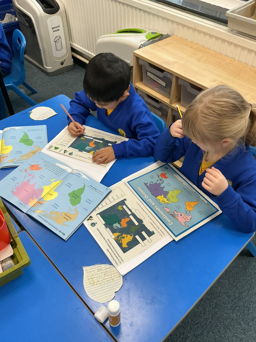 StMaryB17's tweet image. Today in #Geography #Y1 have been learning about the seven continents of the world. Here they are locating the continents on a map using an atlas for reference!
