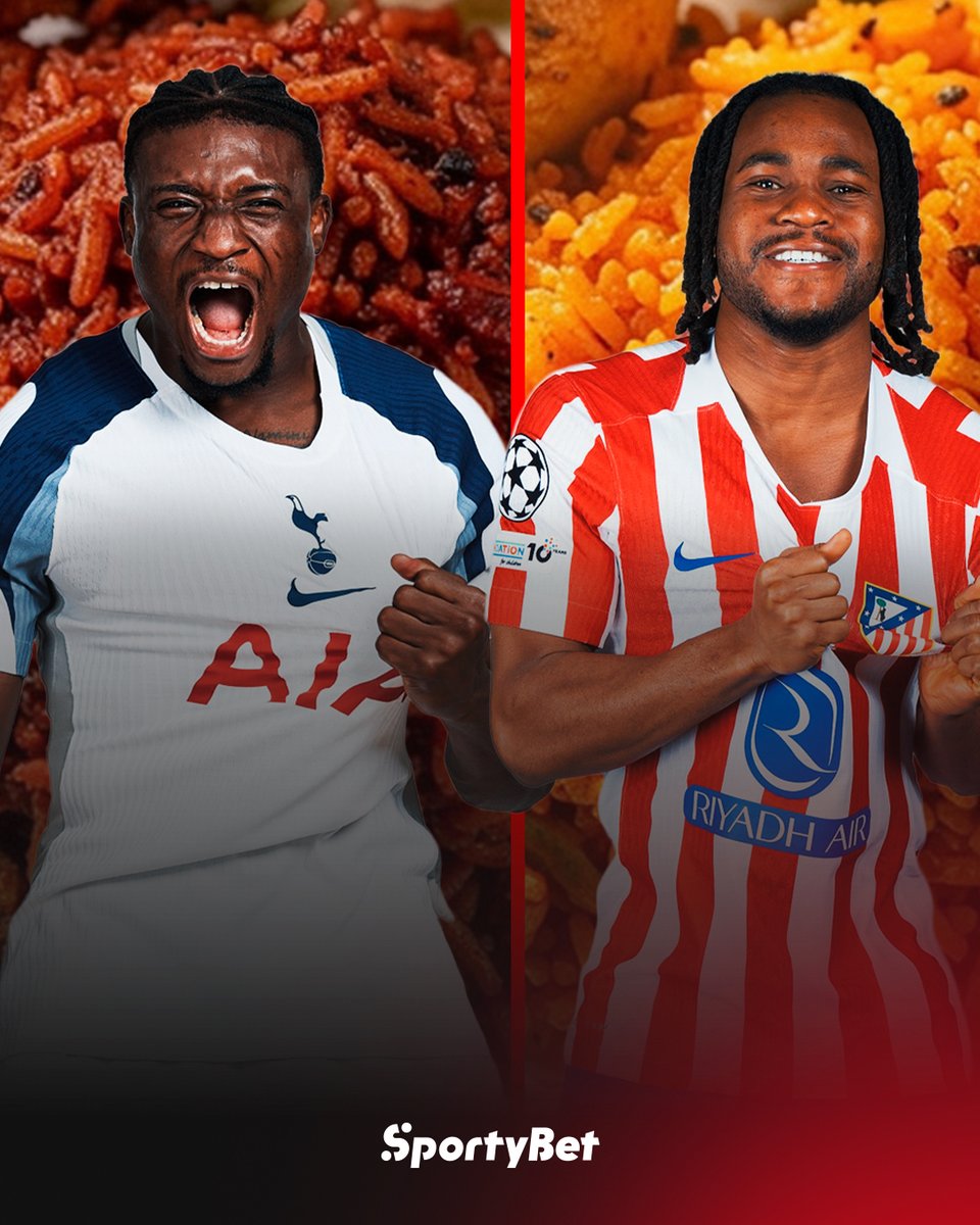 sportybetgh's tweet photo. It's a Ghana vs. Naija showdown in the Round of 16. Our Starboy Kudus goes head-to-head with Mola Lookman.
Who is cooking who on the big stage? 🍲 Drop your flag, the Jollof Wars begin now! 📲
#JollofDerby #MohammedKudus #AdemolaLookman #UCLDraw #SportyForEverybody https://t.co/4KQkP3sWo2