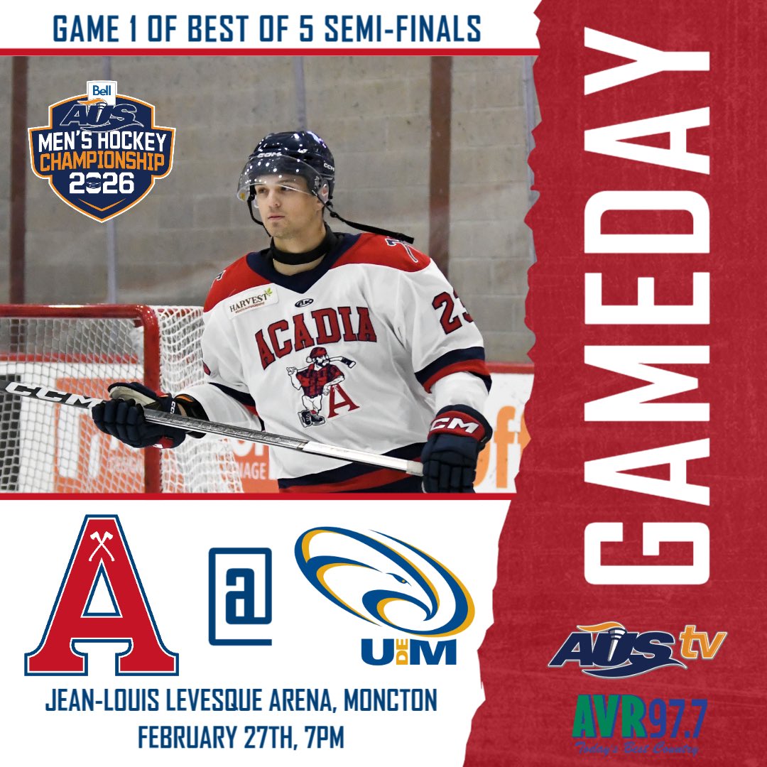 axemenhockey's tweet photo. Itβs #GAMEDAY as Game 1 of the AUS Semi-finals goes tonight as Zak Lavoie and the Axemen are in Moncton to face the Aigles Bleus.
πΊ Watch live on https://t.co/EAvN8TjQNT
π» Listen to Len Hawleyβs call of the game on AVR 97.7 FM or https://t.co/seTEUb08sF
#GoAcadiaGo π
°οΈπͺ https://t.co/bD9zLzJD9c