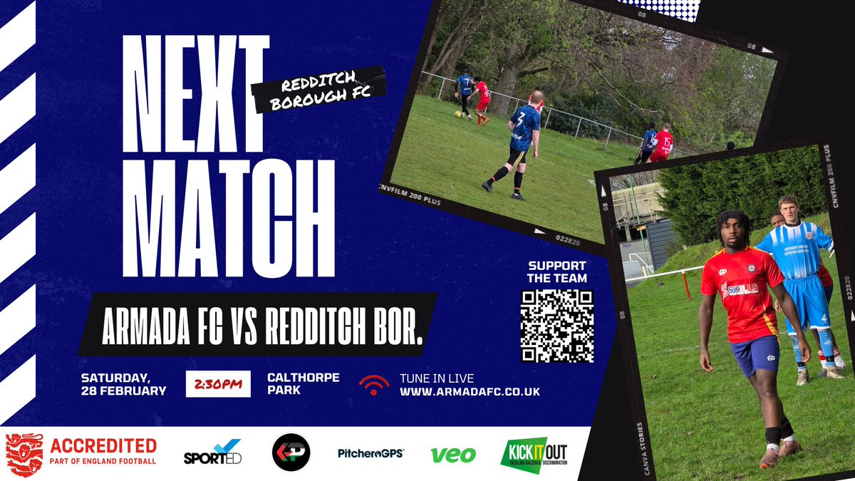 Armada__FC's tweet photo. Bounce-back opportunity.
Armada FC vs Redditch Borough FC
Sat 28 Feb | 2:30pm | Calthorpe Park
Time to convert control into goals.
#ARMADAFC #BDFL #ISSARM
https://t.co/RhPOwDj8gP https://t.co/IxUK8v7h4I