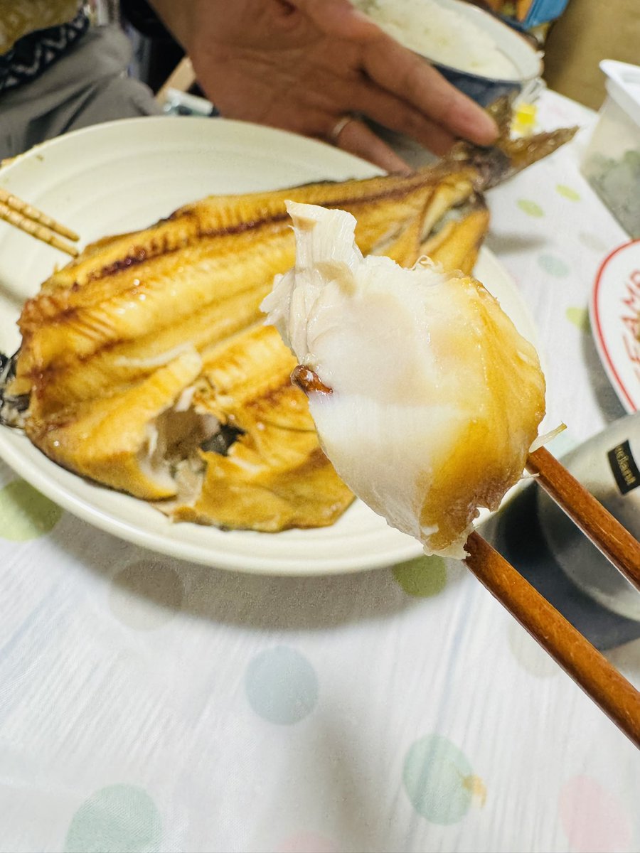 昨日八戸で買ったほっけがめちゃくちゃ美味しい…！