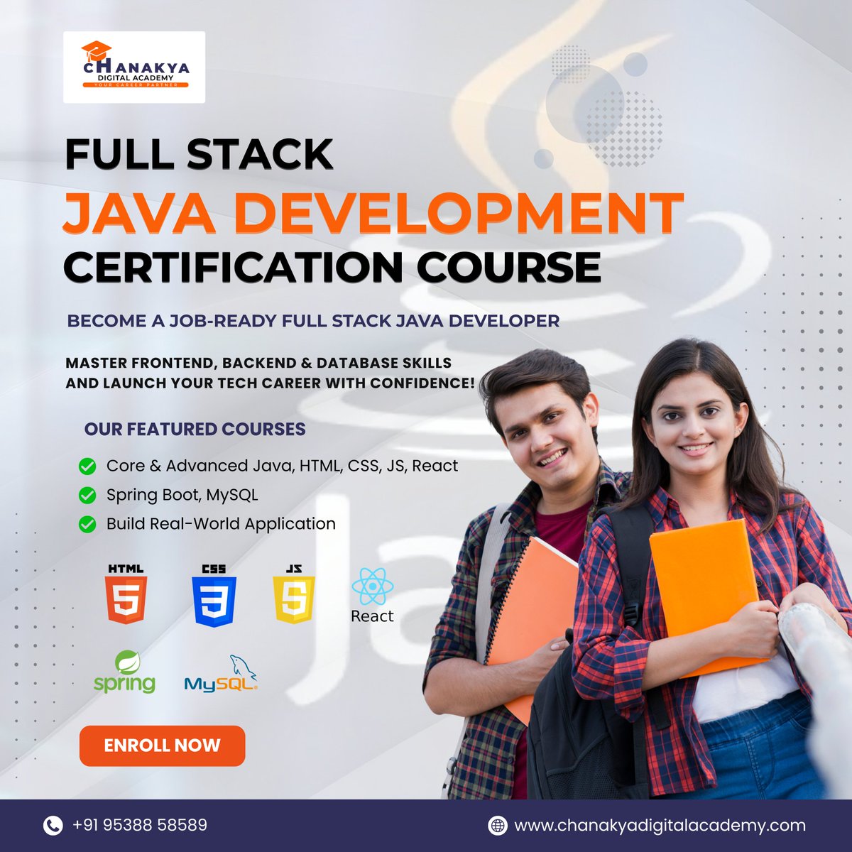 chanakyaacademi's tweet photo. Ready to become a Job-Ready Full Stack Java Developer?

Chanakya Digital Academy, we offer a comprehensive Full Stack Java Development Certification Course.

#ChanakyaDigitalAcademy
#FullStackJavaDevelopmentCourse
#JavaDeveloper
#JavaCourse
#FullStackDeveloper
#WebDevelopment https://t.co/FqxgFlXVqF