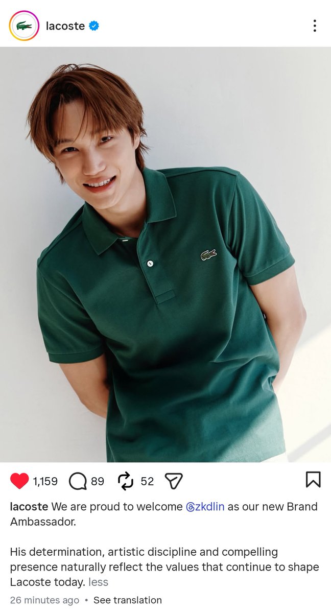 KAIst88's tweet photo. lacoste ig update with kai https://t.co/aIJ3lVlY7f