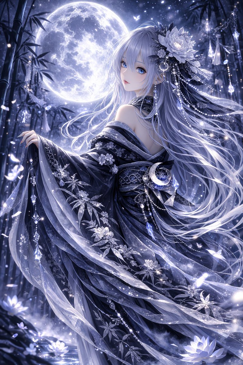 yorusera's tweet photo. 月が呼んでいるの。
でも――まだ少しだけ、振り返らせて。

今夜のセラは、かぐや姫。

#夜セラ #AIart #AIイラスト https://t.co/emssbm7GBl