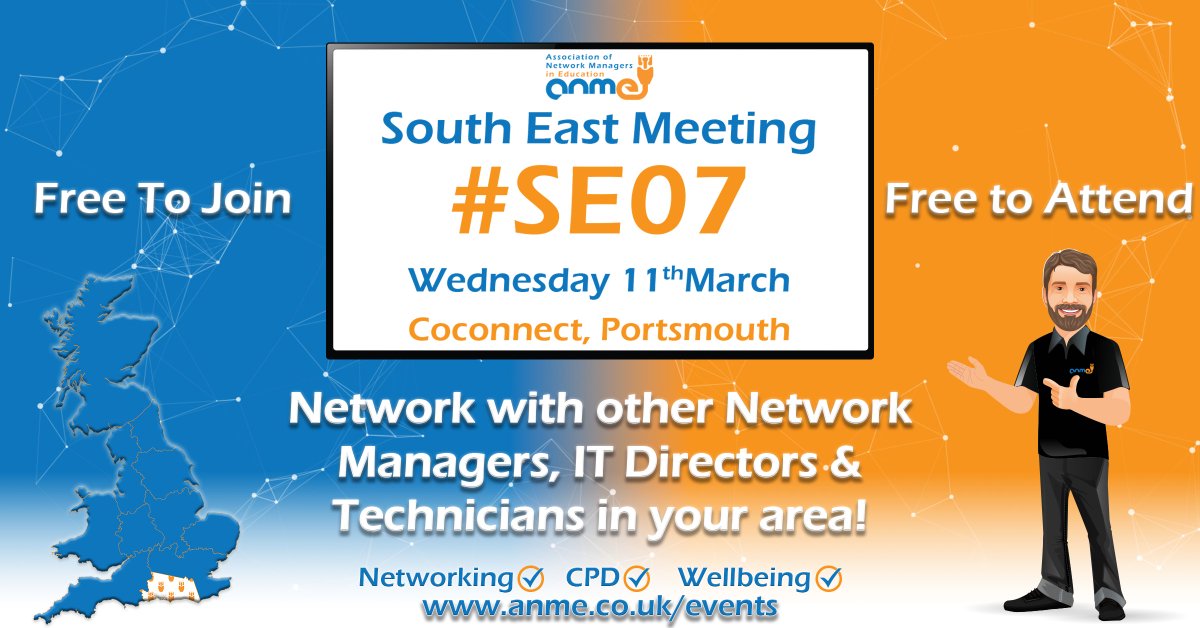 TheANME's tweet photo. South East Meeting - #SE07
11 March | Portsmouth

Intune in a post-MDT world, Windows Autopilot discussion, “Where’s Harry the Hacker”, plus a practical tabletop exercise from 9ine.

Free for ANME members - lunch included.

https://t.co/yem1iT4Xgz

#ANME #EdTech #networking #CPD https://t.co/RJLatXqfXd