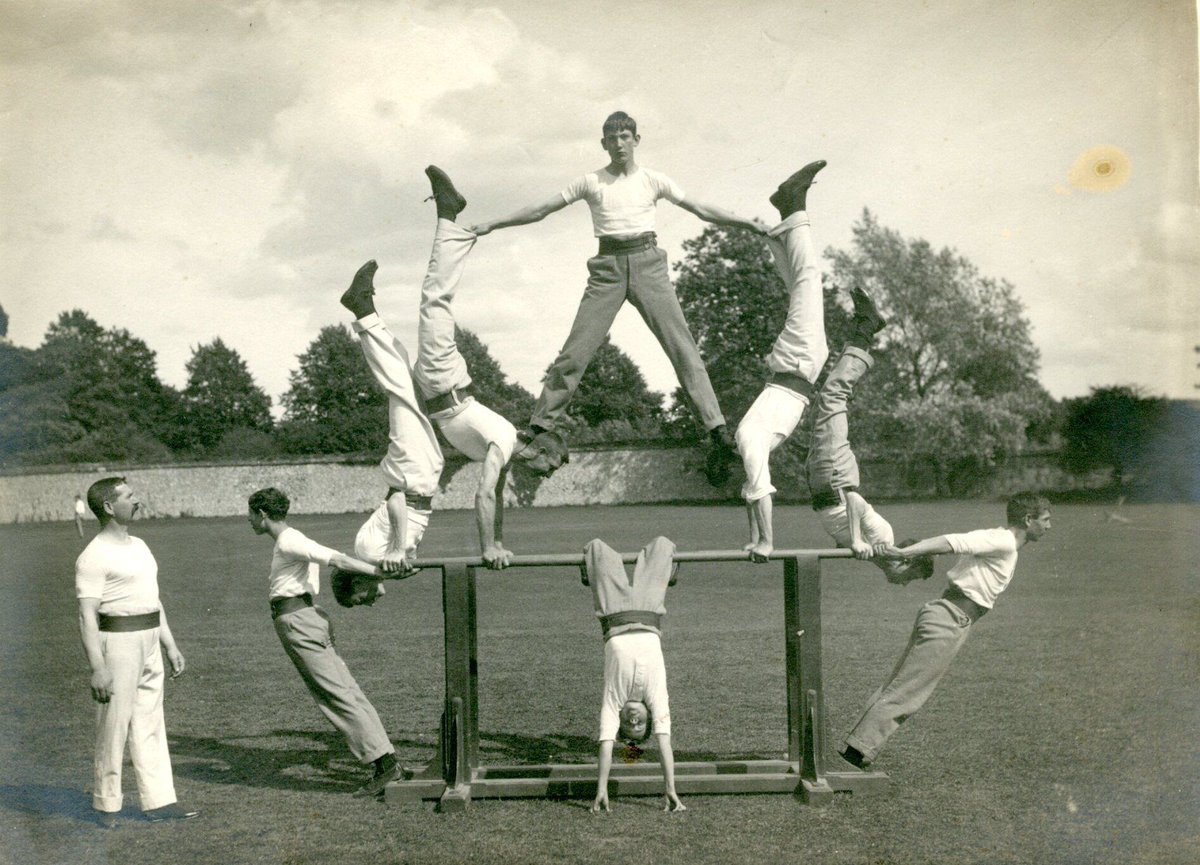 To close off the <a href="/explorearchives/">Explore Your Archive</a> February theme of #Connections, here's some WinColl pupils doing some adventurous gymnastics 😆 

#ExploreYourArchives #EYA #Connections