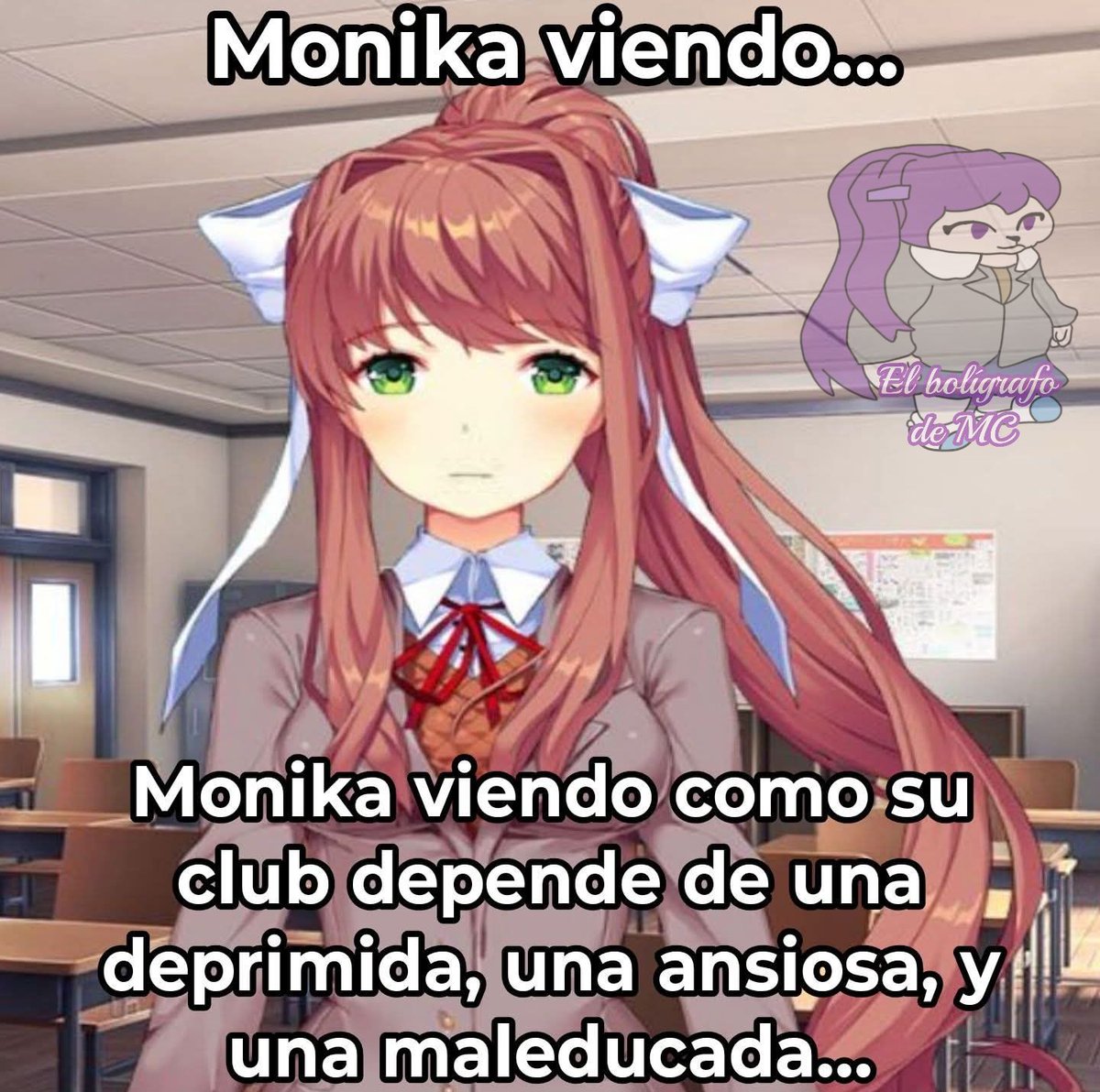 ElBoligrafoDeMC's tweet photo. La tenía difícil...

#DDLC #memes #DokiDokiLiteratureClub https://t.co/KpeREJ3JCr