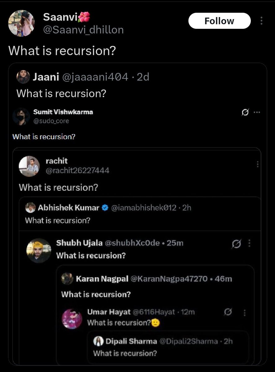 xc_usv's tweet photo. What is recursion? https://t.co/Rc7ifcBVK6