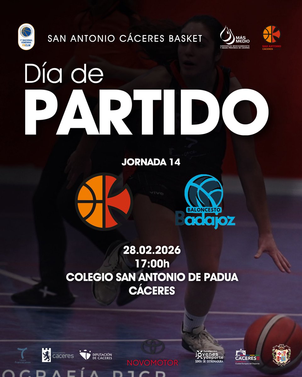 Nos vemos en el SANAN 🤩

Nuestras chicas juegan el sábado en el San Antonio el derbi extremeño ante <a href="/BB_Badajoz/">Baloncesto Badajoz</a> 🔛

<a href="/DiputacionCC/">DiputacionCC</a> 
<a href="/jovendeportEXT/">Jóvenes y Deportes Extremadura</a> 
<a href="/medio_mas/">MásMedio Cáceres</a> 
<a href="/toyotanovomotor/">NOVOMOTOR CÁCERES y PLASENCIA</a>