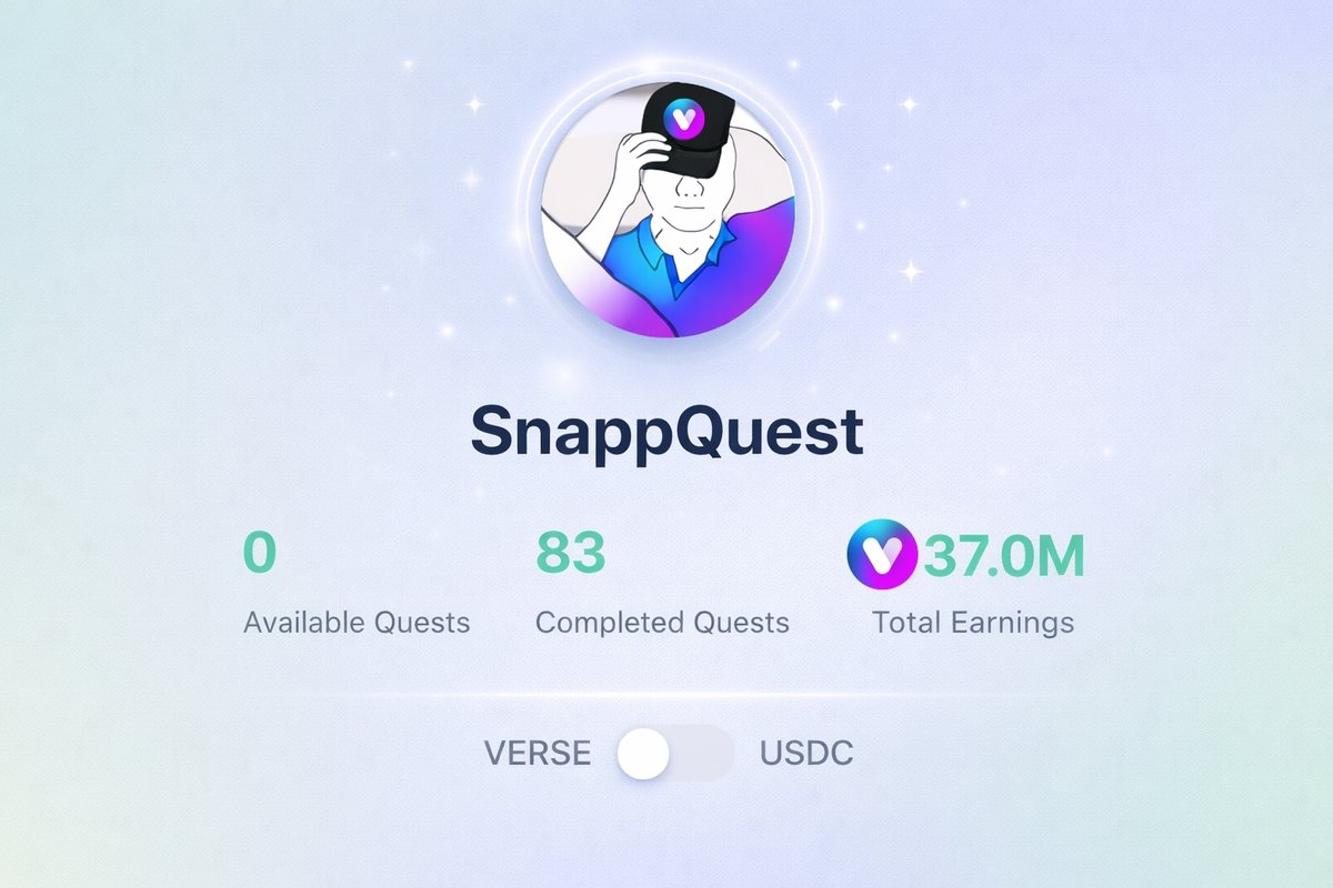 There’s a hidden feature on <a href="/SnappQuest/">SnappQuest</a> that allows you to unlock a degen wearing a <a href="/VerseEcosystem/">Verse</a> hat.

Figure it out and share your findings on X.

💰 Reward: 37.5K VERSE 

Join Quest: t.me/SnappQuest/34/…

#SnappQuest #VerseEcosystem