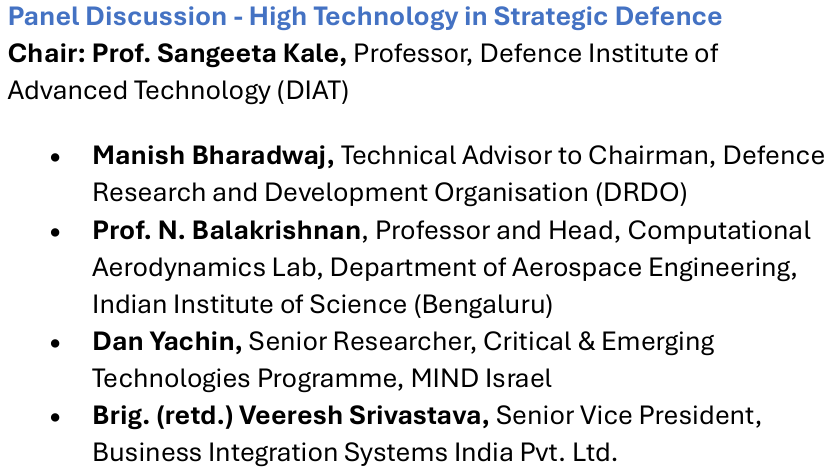 PuneIntCentre's tweet photo. From the MEA-PIC #AsiaEconomicDialogue 2026:
Panel Discussion on High Technology in Strategic Defence.

🎙️Chair: Prof. Sangeeta Kale, Manish Bharadwaj, Prof. N. Balakrishnan, Dan Yachin, Brig. (retd.) Veeresh Srivastava

✔️Key takeaways:
Sovereignty is no longer just about borders — it is about algorithms, data, semiconductors, and command over digital systems.

Defence is no longer platform-centric. It is network-centric.
Integration — not size — is the real force multiplier.
AI will accelerate decisions.
But autonomy must never override sovereignty.

Cyber is not a support function. It is a battlefield.
From rare earths to quantum systems, technology is now the terrain of geopolitics.

Strategic autonomy will not come from aspiration.
It will come from ecosystems — skills, infrastructure, test facilities, and mastery of core tools.

The future battlefield is digital, autonomous, and real-time. Those who integrate early will shape the balance of power.

@MEAIndia @rameshmashelkar @dinakholkar @Girbane @aparanjape @prasadpanseMT @nitingokhale @DRDO_India 
#AED2026