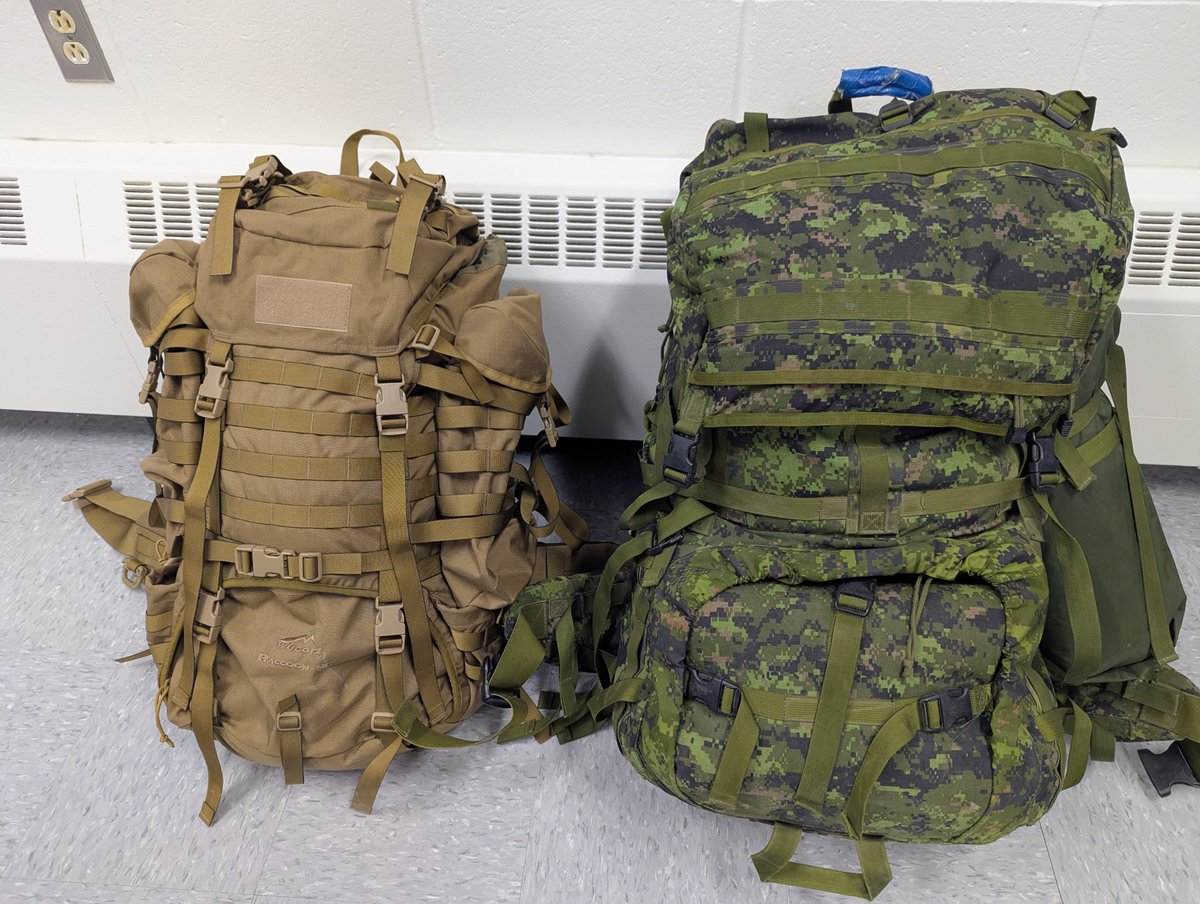 MarcKieley's tweet photo. The procurement team at DND just sent us the first of 10,000 new interim rucksacks for the training system. BMQ C32 went on their very first march with them today. 

85L with a good range of height adjustment. Smaller than my XL CTS ruck but a great option for most courses! https://t.co/XrcSsy51TD
