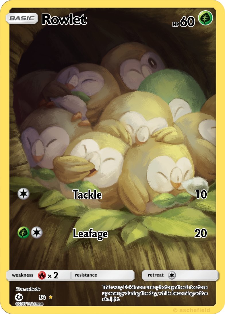Happy #Pokemonday2026 !!
I think it's the perfect opportunity to repost my Rowlet fan art card, still one of the things I've done that I'm most proud of ☺️
Look at them! They're just so cute

Please Pokémon Company, hire me 😬