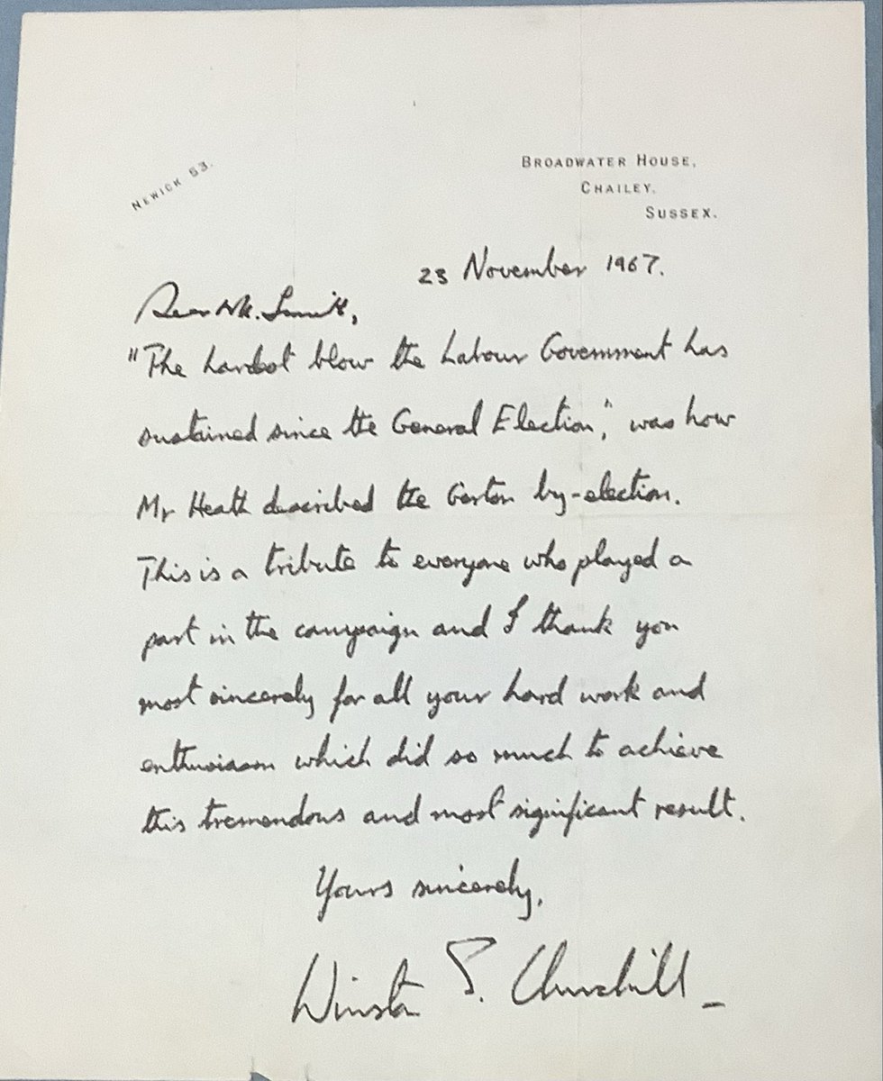 araitch's tweet photo. @toryboypierce @Keir_Starmer We had a by election at similar point in the Wilson govt. 1967
Winston Churchill came quite close, here’s a tiny bit of history reflecting  Ted Heaths take on the result ( letter to my dad) https://t.co/MpBWNv6DYg